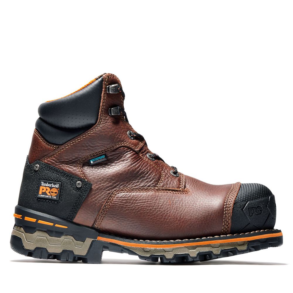 Timberland Μποτακια Εργασίας Ανδρικα Καφε/Μαυρα - Pro® Boondock 6" Comp Toe - Greece 2978165-KZ